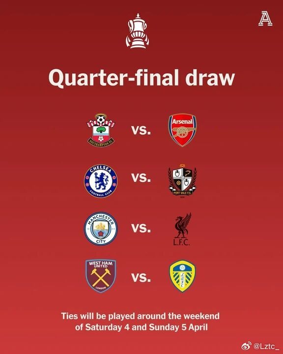 【早报】足总杯8强出炉！曼城遭遇利物浦！足总杯1/4决赛：曼城遭遇利物浦3月10