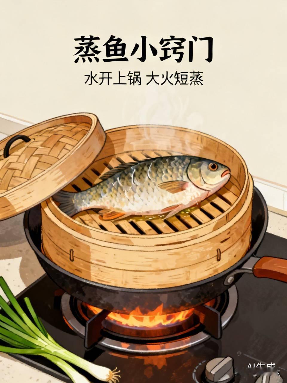 蒸鱼要水开再上锅，大火短时间蒸，肉嫩汁鲜。