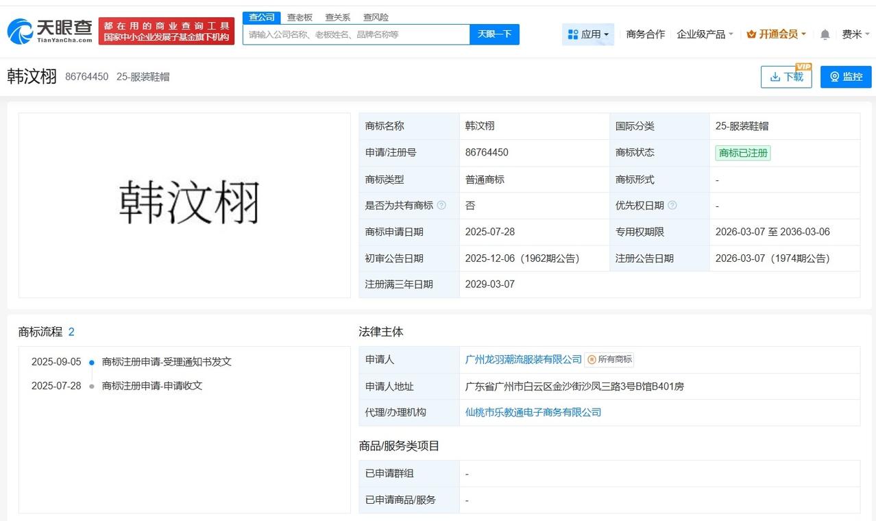 韩汶栩近30日掉粉7.1万

韩汶栩已被注册为商标韩汶栩宣布恋情
4月28日早上