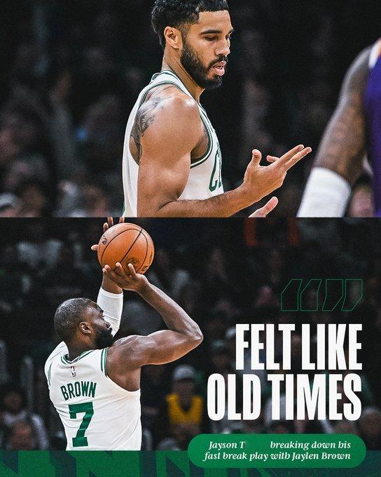 感觉就像回到了从前——杰森-塔图姆解析他与杰伦-布朗的一次快攻配合波士顿凯尔特人