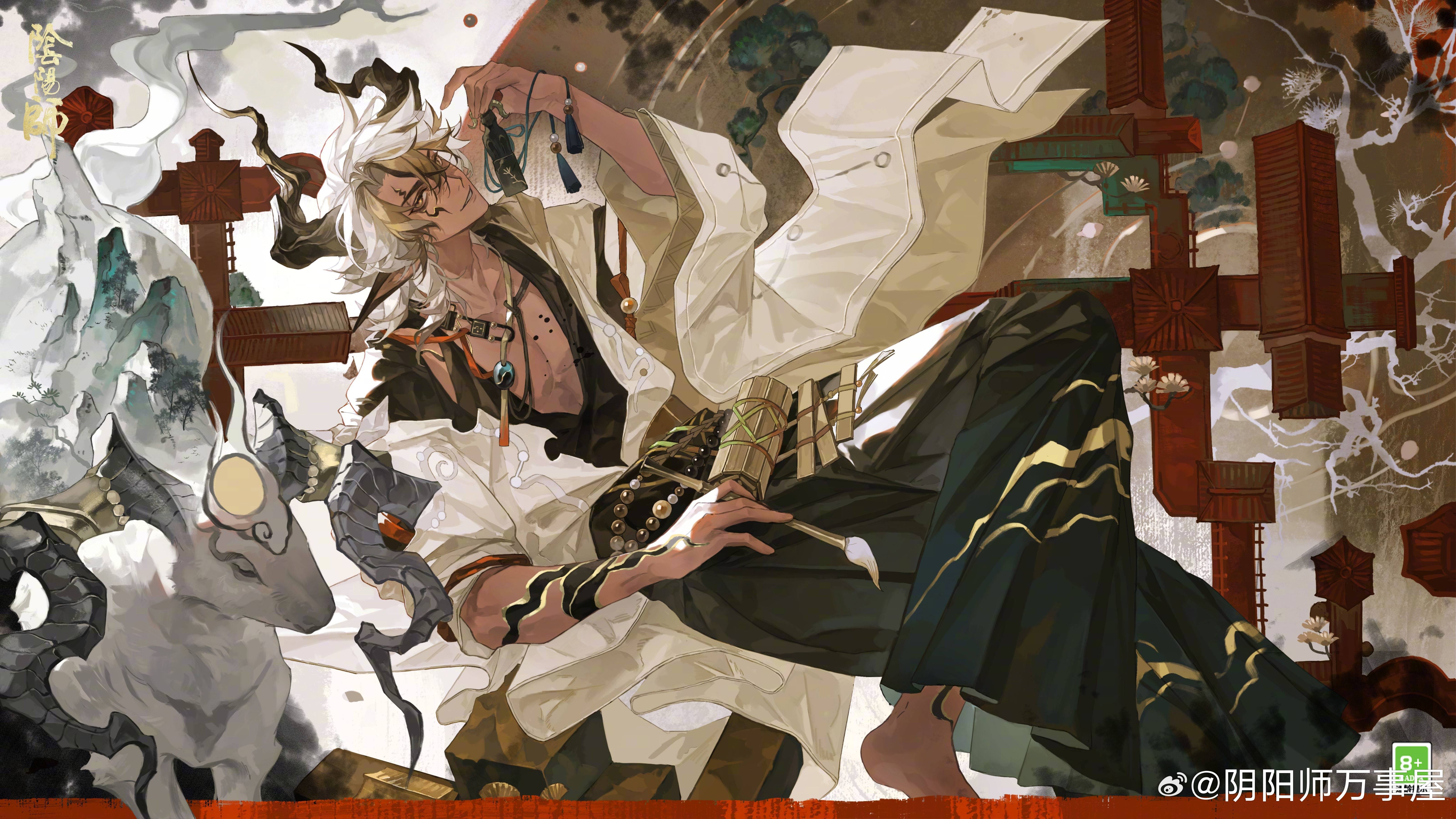 阴阳师手游 七月花合战插画「鬼金羊·造物无忌」“灵羊衔卷，踏墨而来。信手绘就山河