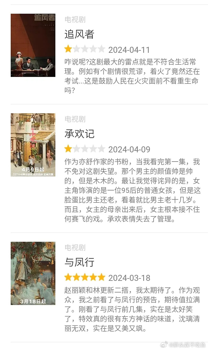 赵丽颖粉丝为什么天天给别人的剧恶意一星啊，这是什么审美？ ​​​