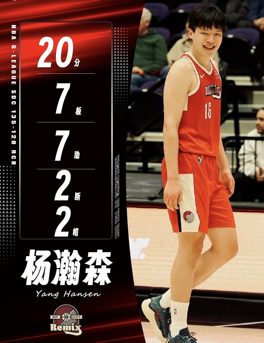 今天杨瀚森在发展联盟打出的数据，让他有机会成为开拓者的首发中锋吗？
●全面的数据