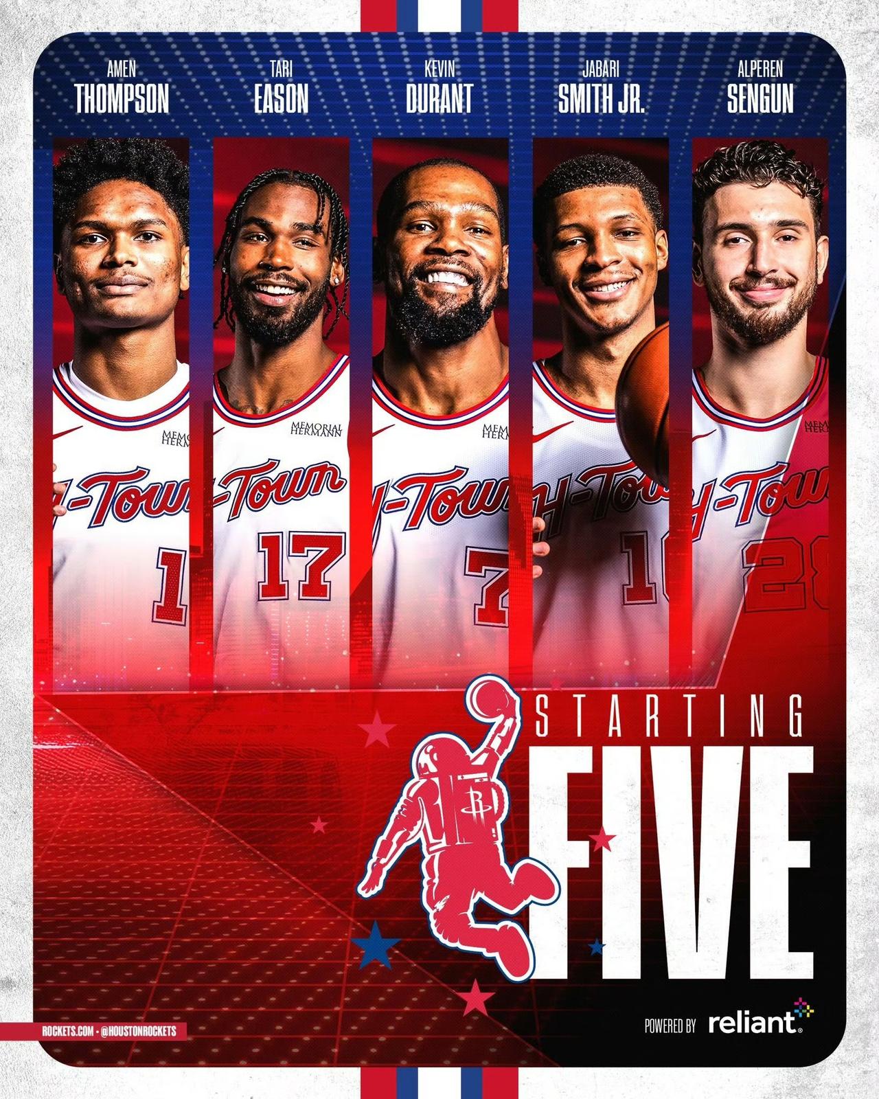 西部前六，火箭最没有冠军相！

这是休斯顿火箭新赛季首发五虎：
阿门·汤普森 ：