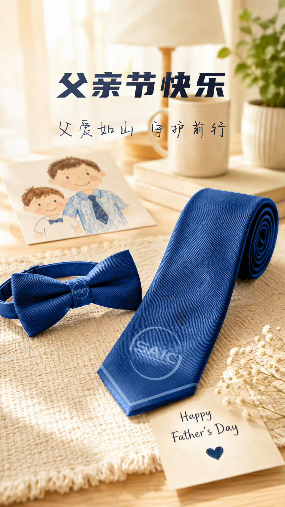 父亲节愿时光缓行，愿岁岁安康。爸爸们，祝你们节日快乐！ 