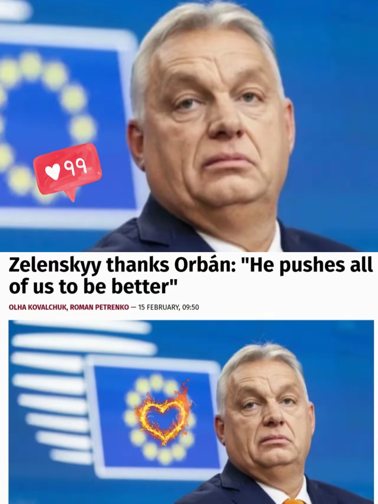 慕尼黑颁奖现场，泽连斯基借领奖机会，讽刺欧尔班不知羞耻，只会反向激励欧洲。 