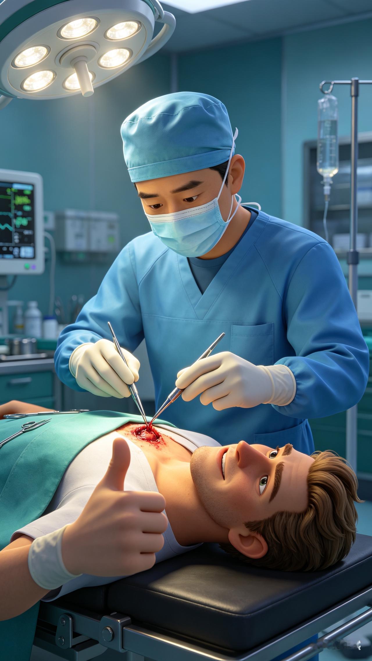 隔着屏幕都能感受到这份信任与安心。
当外国网红躺在中国的手术台上，一边接受治疗一