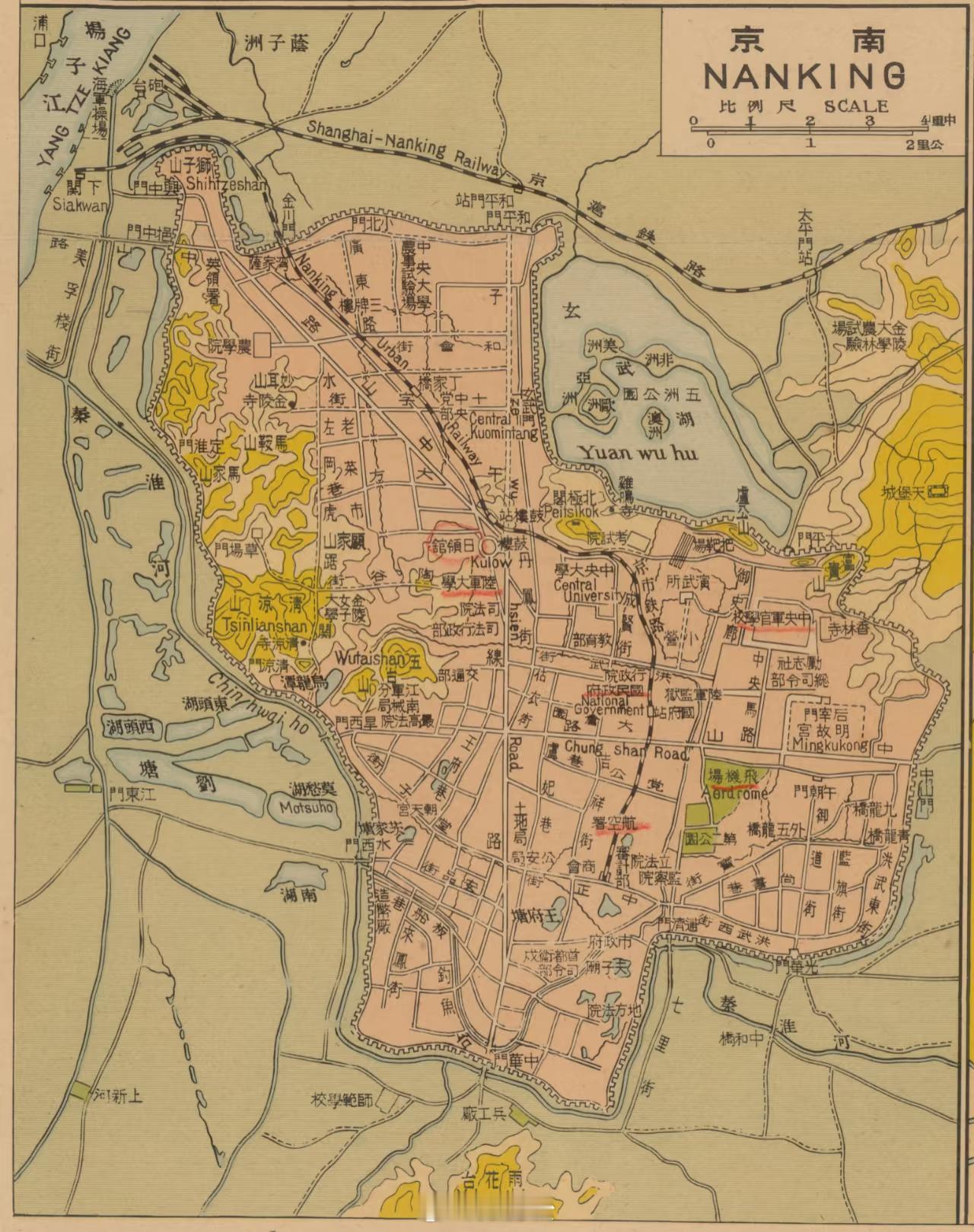 1937年南京地图。NANKING 南京  via“地图收集者”  