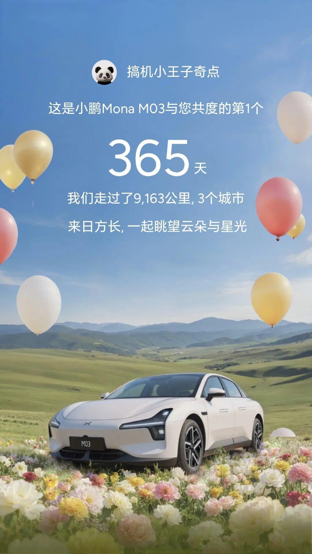 你好，小鹏MONA M03 2025款来日方长一年共驾驶9100多公里，去过三个