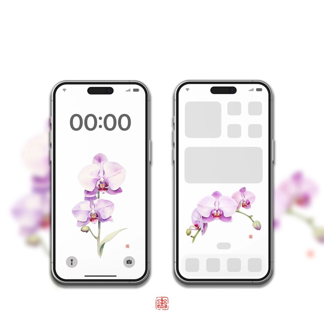 春节花卉｜手机锁屏-主屏套装：蝴蝶兰图谱