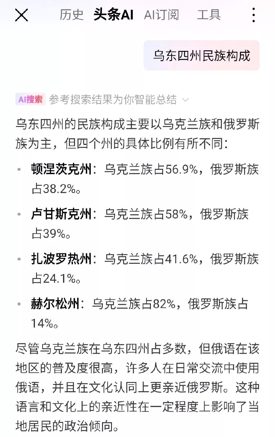 [乌东四州归属的矛盾点:血统和语言，谁更有说服力？]
俄罗斯要求乌克兰割让的那块