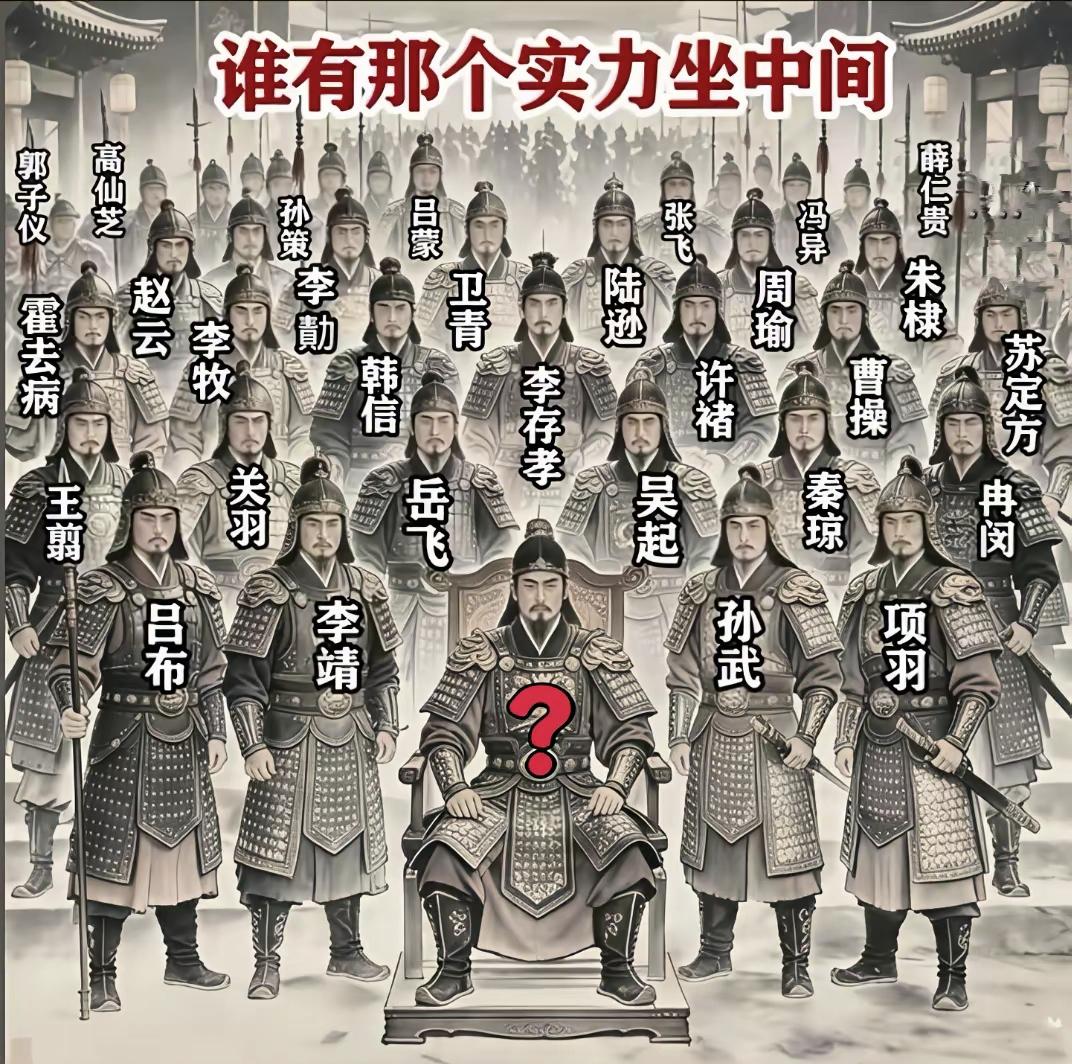 熟知历史的看过来，谁才有资格坐C位？
  中国几千年的历史长河中猛将如云，若论坐