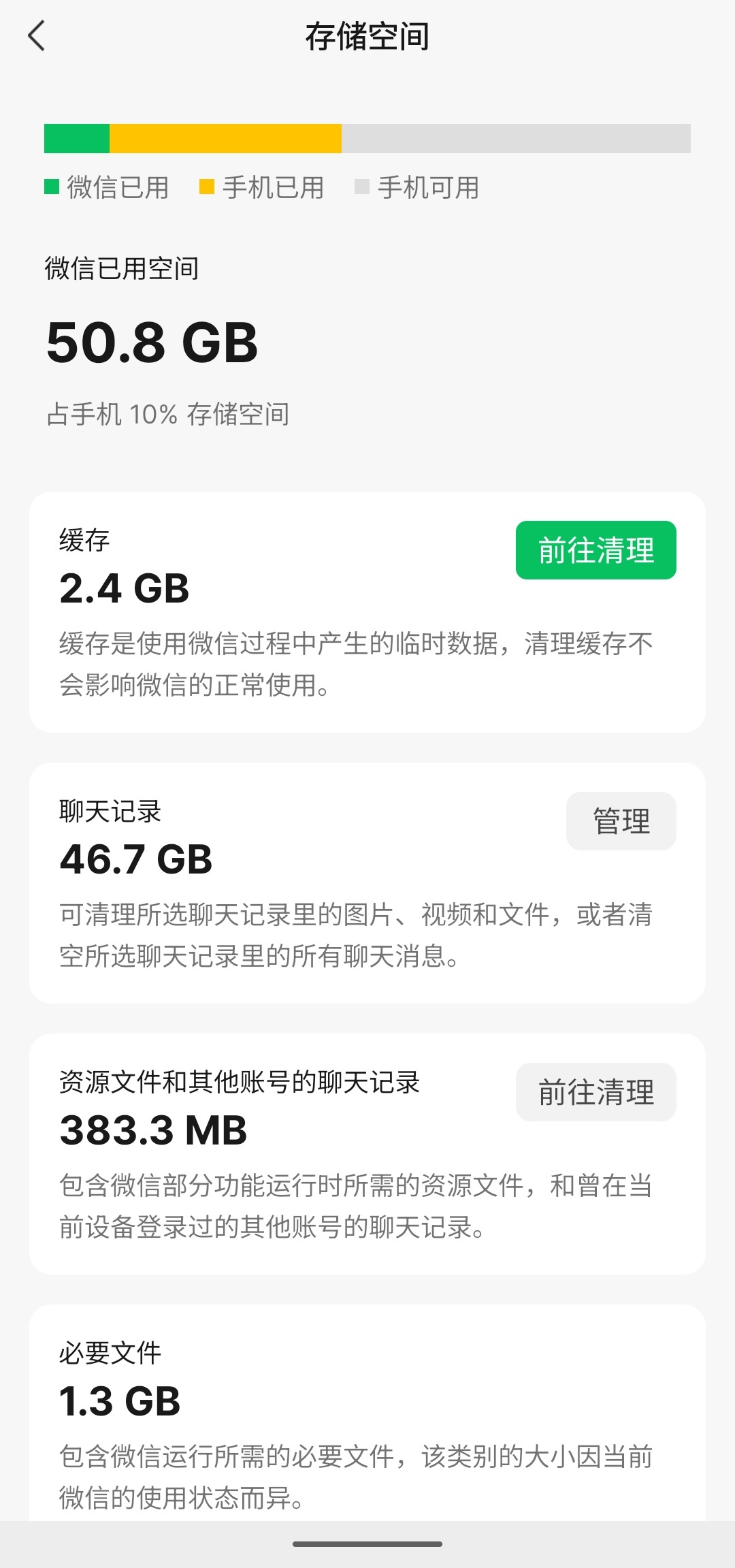 #微信体积11年膨胀575倍# 不多不多，也就刚刚够50G而已，张小龙你真是这个