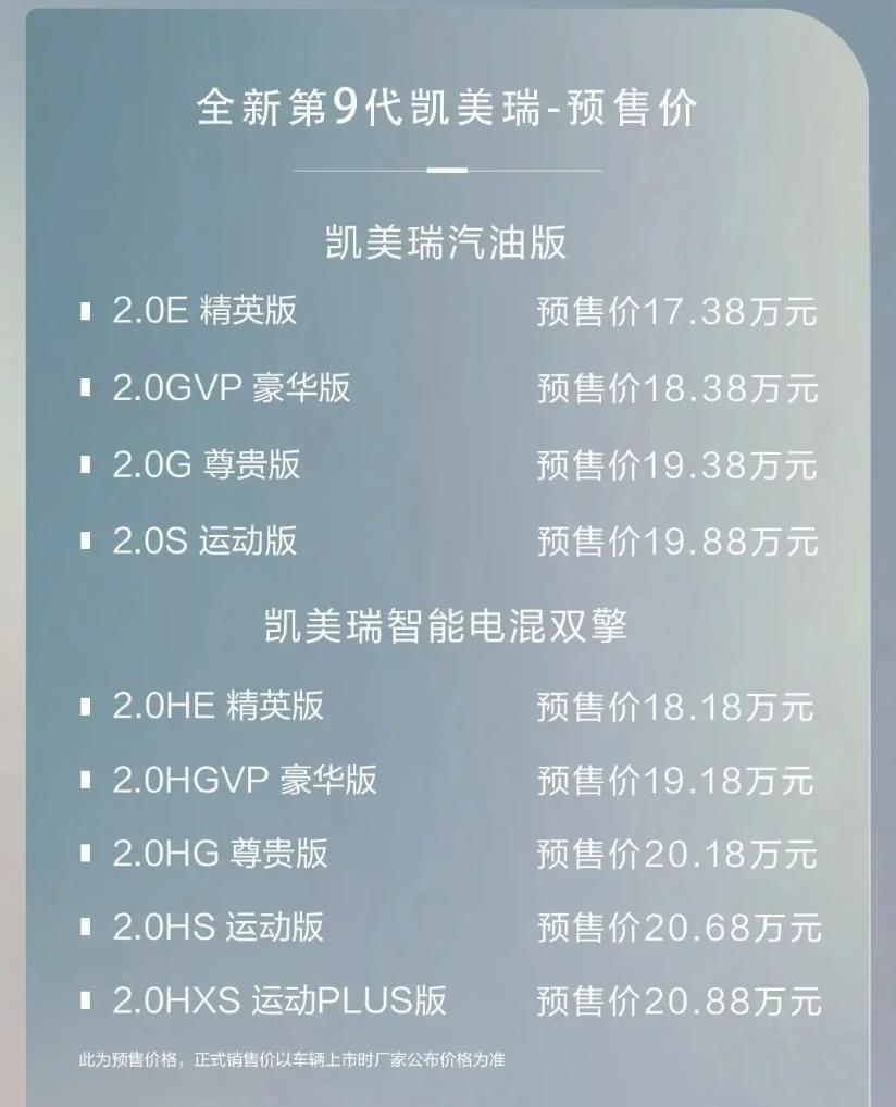 世界真的变了，凯美瑞换代也没多少人关注。预售价17.38万起，广汽丰田第九代凯美