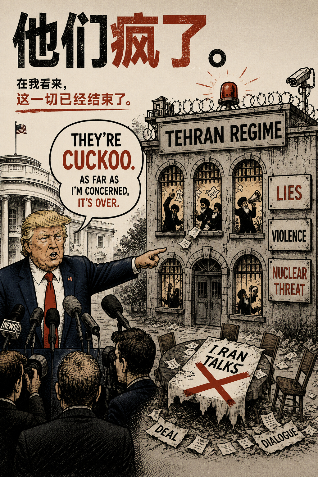 特朗普在安卡拉北约峰会期间接受记者提问，谈到伊朗："To me, I think