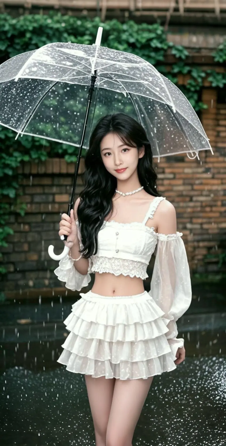 AI扩图 AI雨巷佳人
