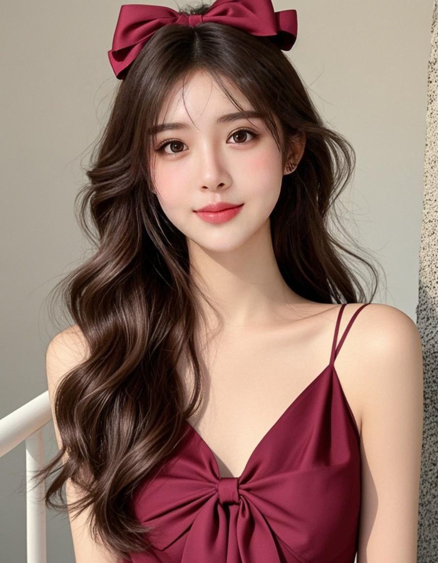 酒红蝴蝶结 原来ai写真可以这么美 人生总得有一套ai写真吧 谁拍谁好...