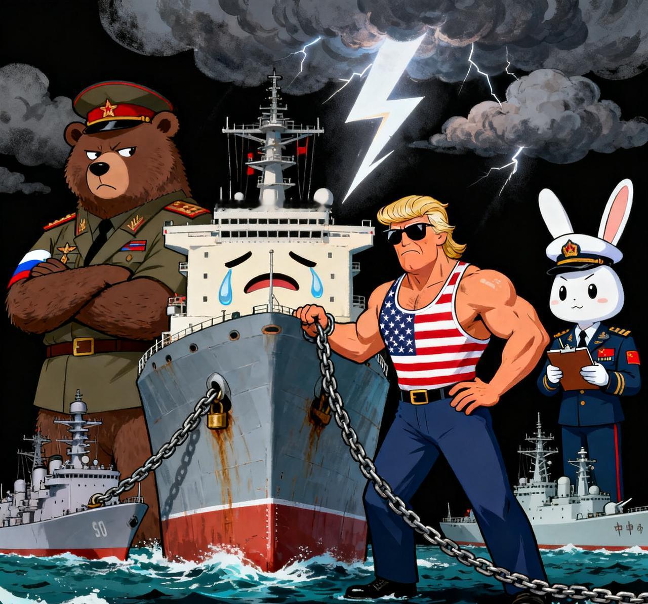 扣押油轮这事儿，
兔子和大鹅学不来……
 
扣押油轮这事儿，难不难全看具体情形。