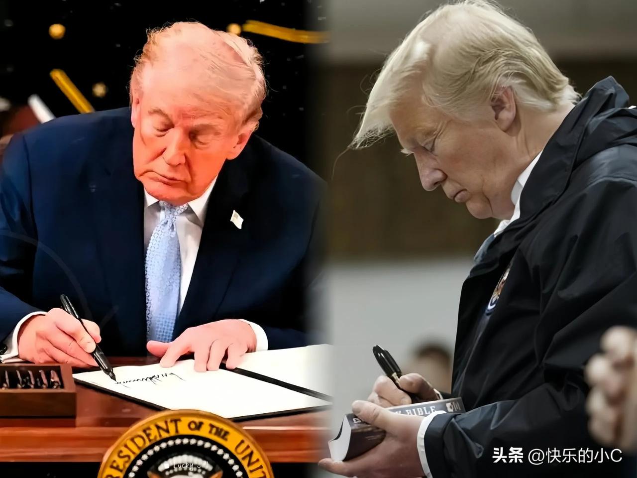 “在钱上印自己名字”

这操作放眼全球都够炸裂，老特硬是把百年铁律给掀了。

3