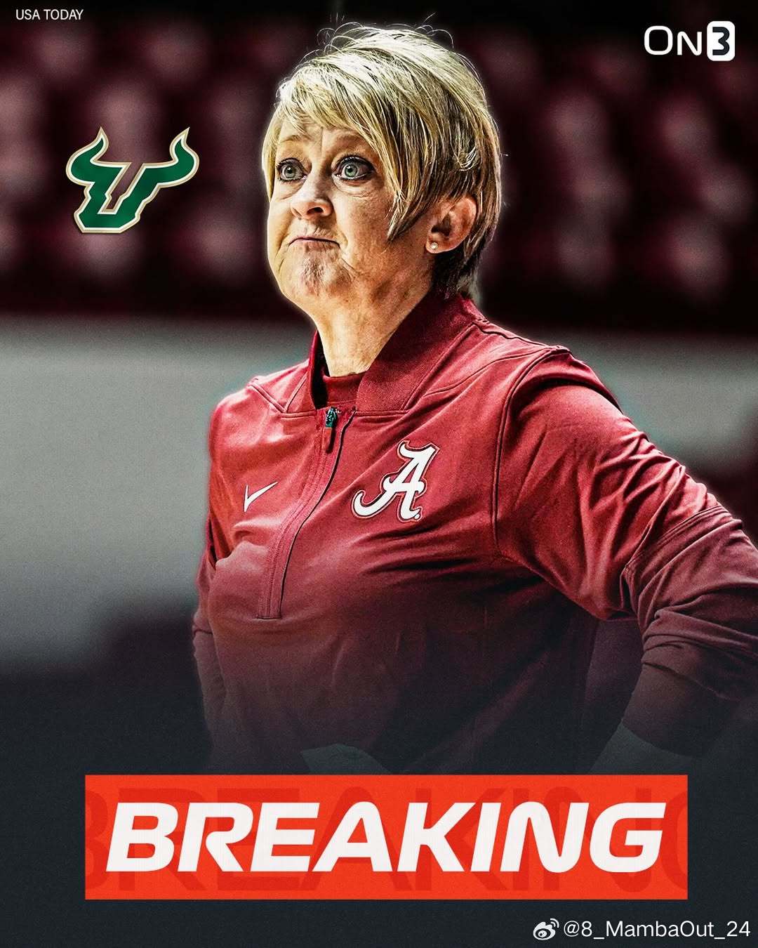 南佛罗里达大学将聘请阿拉巴马大学女篮主教练克莉斯蒂·库里(Kristy Curr