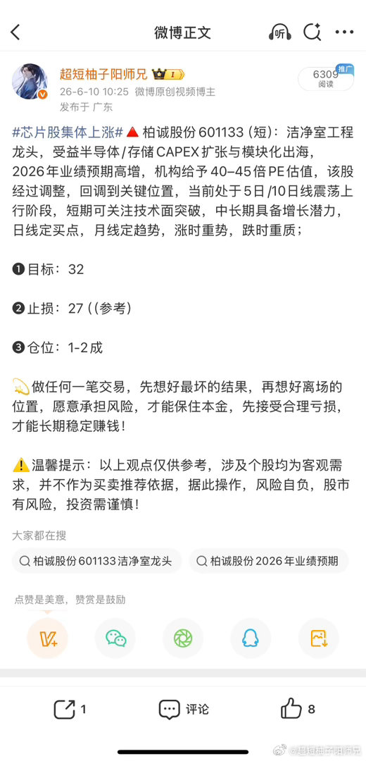 柏诚股份601133📈累计涨超30%今日看盘