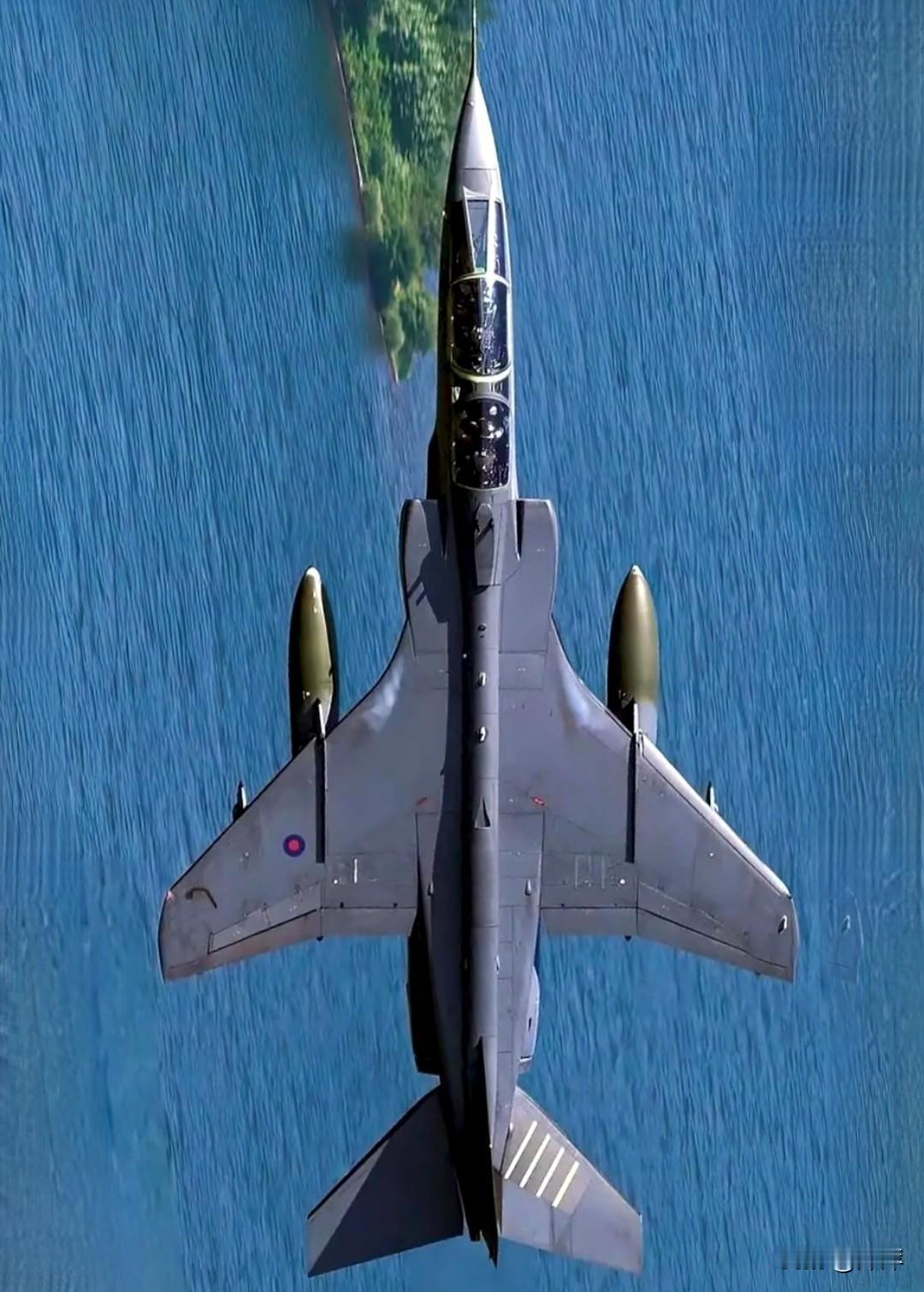 英国皇家空军标志的战机，是英法联合研制的**“美洲虎”双发攻击机，冷战时期的经典