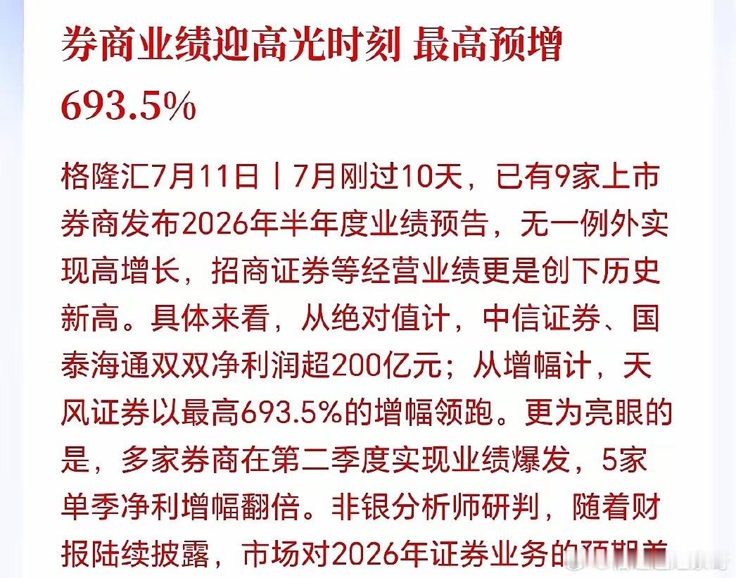 A股下周一可能会暴力拉升！牛市旗手券商放大招了，9份半年报集体狂飙，最高暴增69