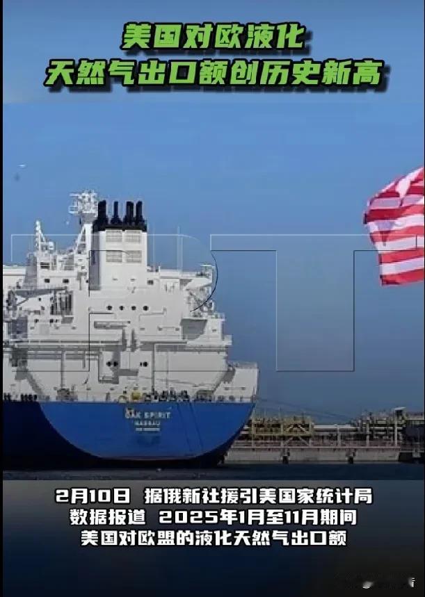 美国对欧液化天然气出口额创历史新高。

2月10日，据俄新社援引美国家统计局数据