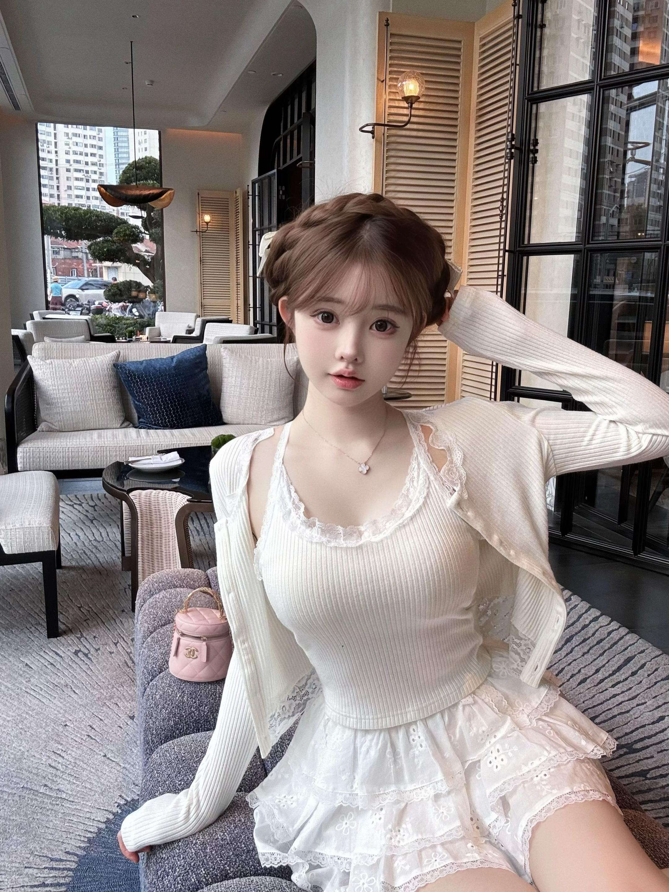 早秋好看的吊带开衫套装打底。[Kiyomi Doll ]