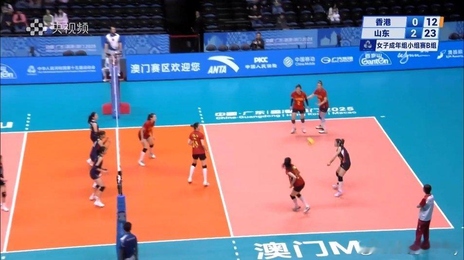 【全运女排】 B组，山东女排3-0（25-12，25-13，25-15）零封香港