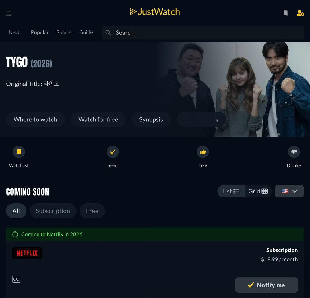 LISAlisa 《TYGO》现已在 JustWatch 列为即将于 2026 