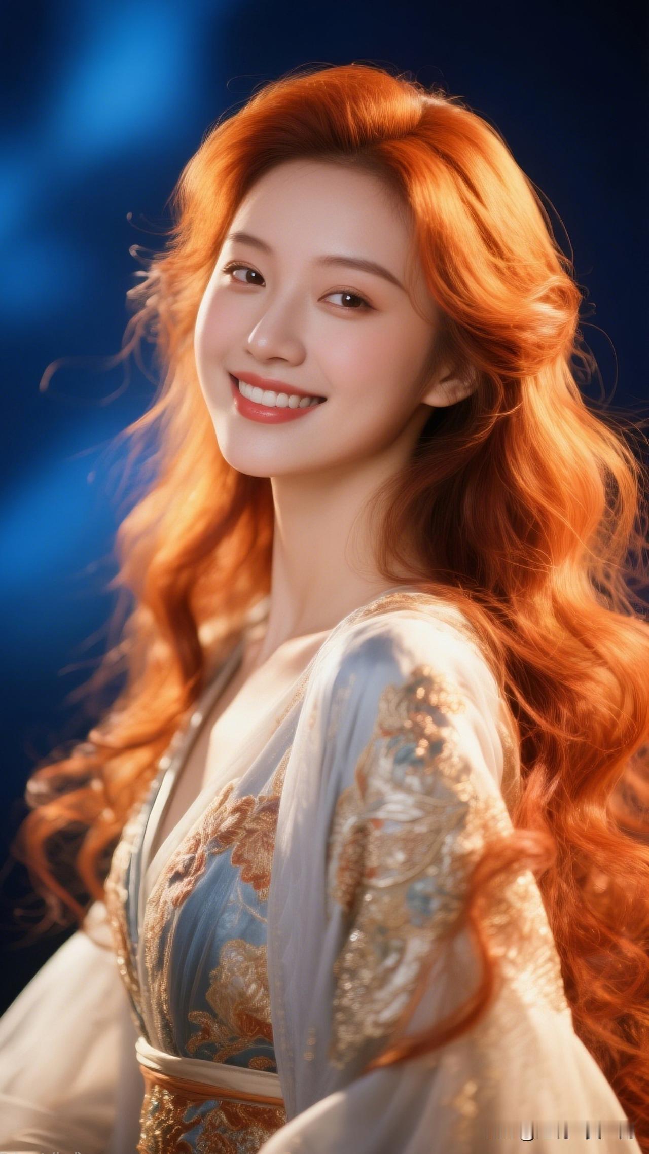 惊艳的红色长发，古风华服，美如画！用镜头记录生活的美