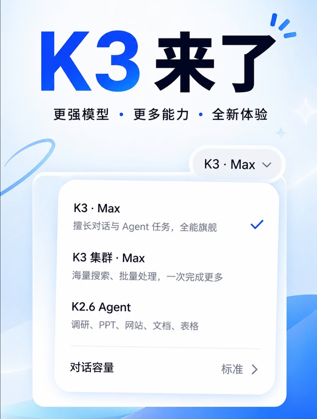 KimiK3  7月16日，月之暗面扔出一颗重磅炸弹——Kimi K3正式发布。