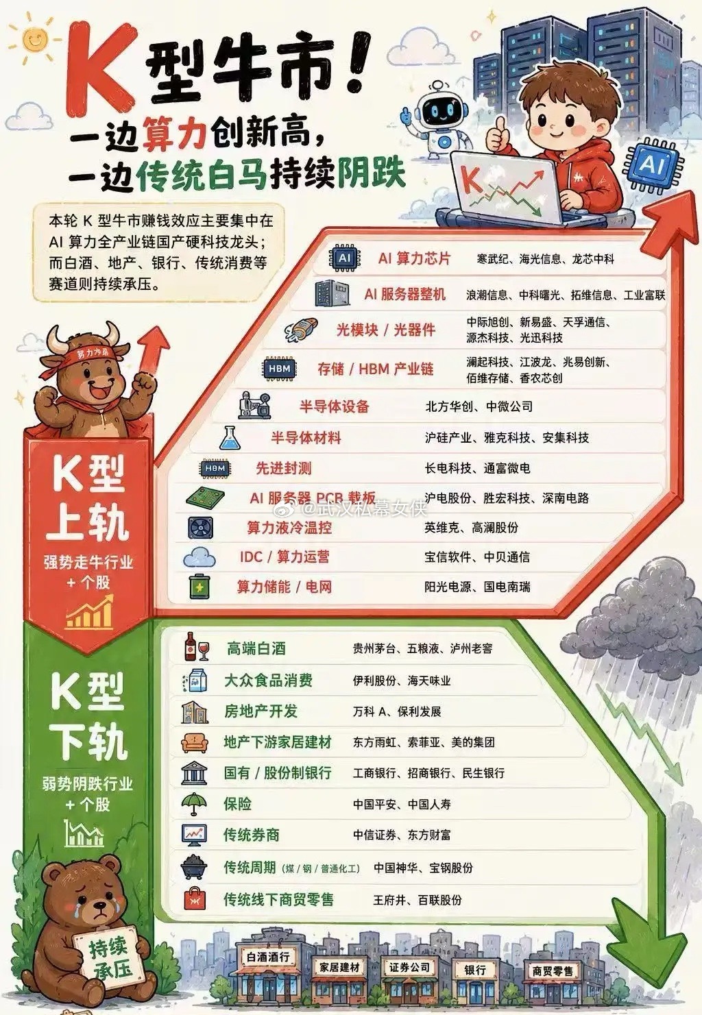 这是一个何等割裂的市场啊！它是一场酣畅淋漓的牛市，整个科技板块已然涨势冲天；可它