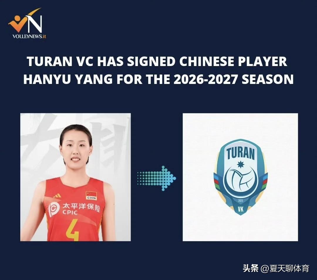 中国女排出国打球的好消息真是一个接一个啊！杨涵玉下个赛季加盟阿塞拜疆图兰俱乐部，
