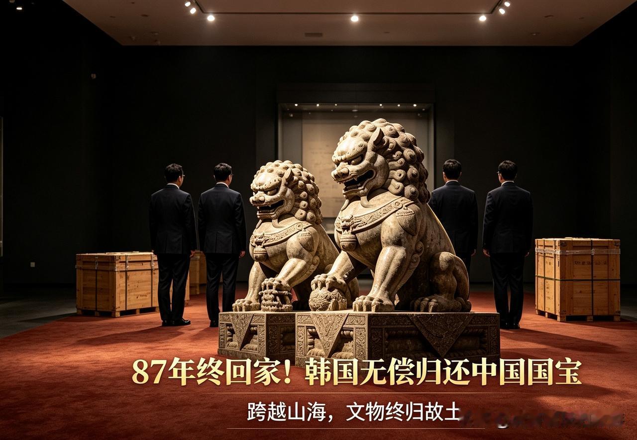 近日，一场意义非凡的文物交接仪式在韩国首尔举行。漂泊海外87年的一对清代大理石石