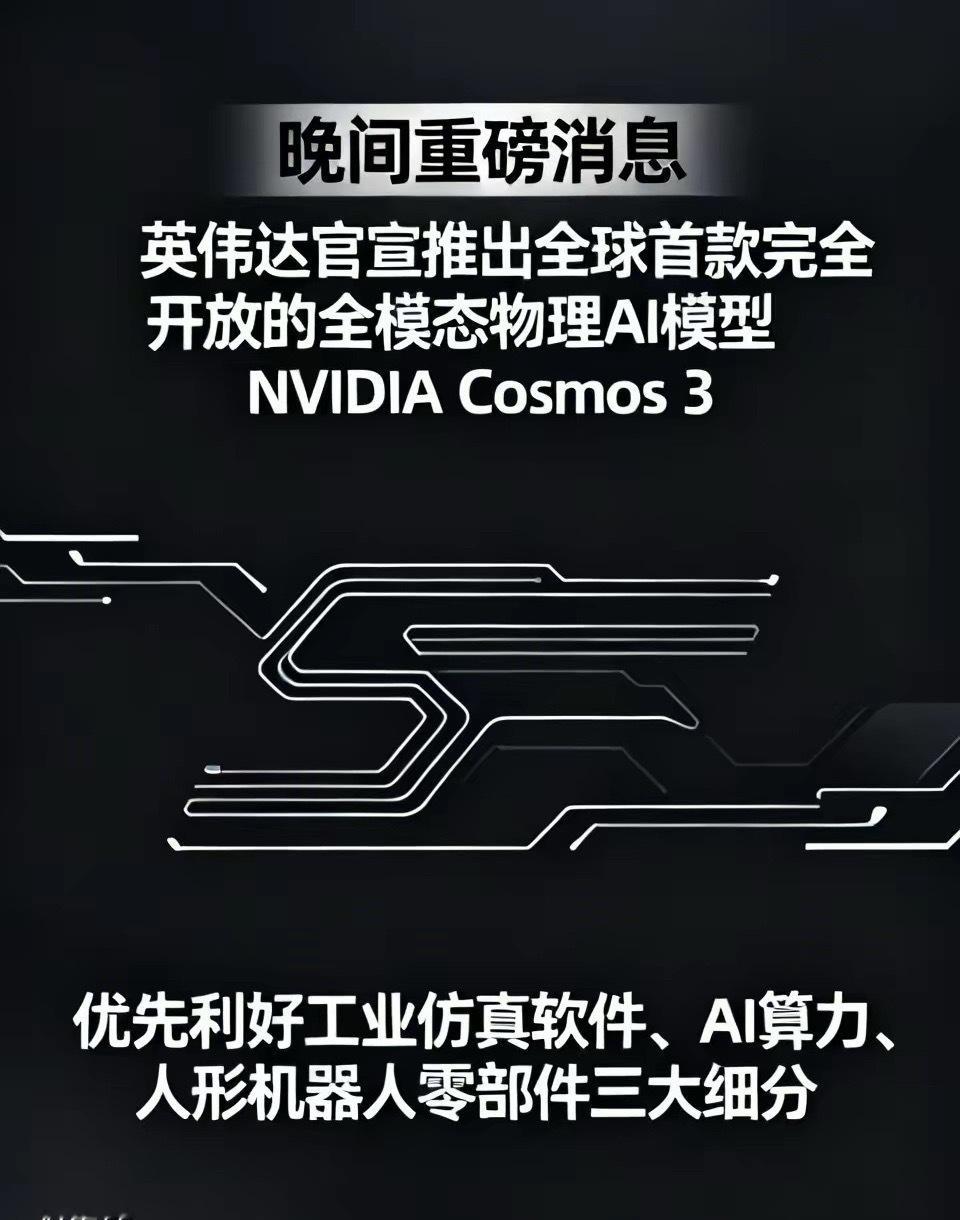 晚间重磅消息，对于明日市场影响较大！一是英伟达官宣推出全球首款完全开放的全模态物