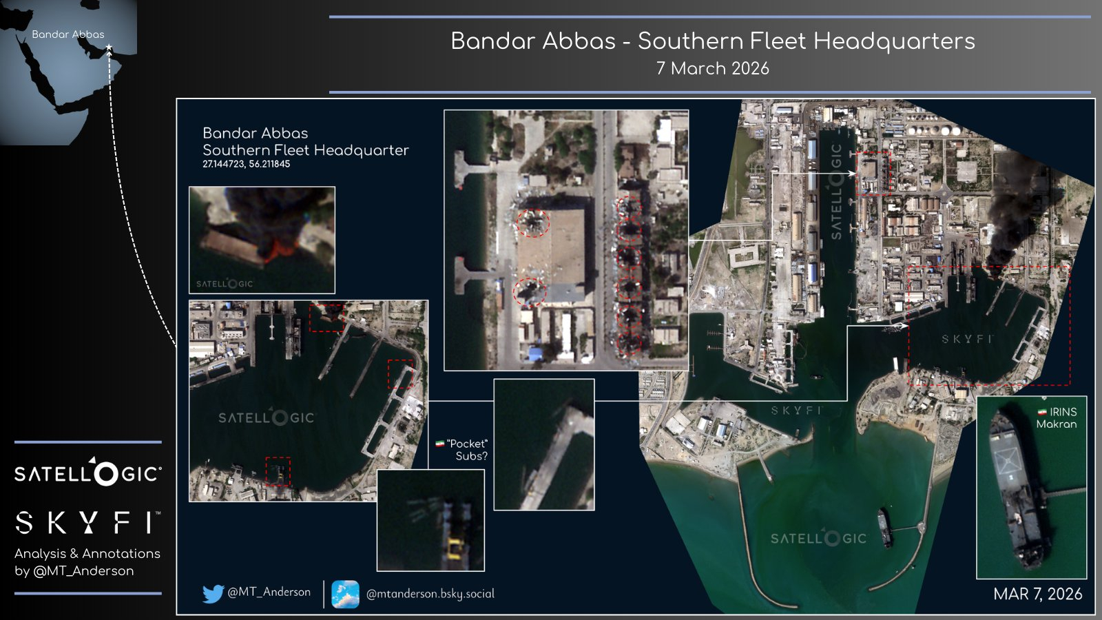 美伊以冲突以美袭击伊朗 开源情报证实（3 月 7 日）：高分辨率图像显示班达尔阿