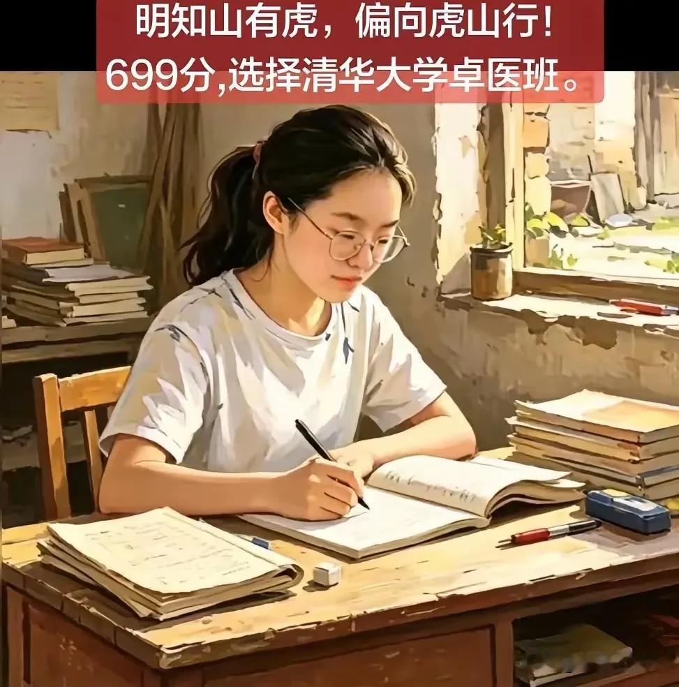 河南女孩韩雅平高考699分全省第65名，拒绝清北热门专业邀约，选了清华卓医班。这