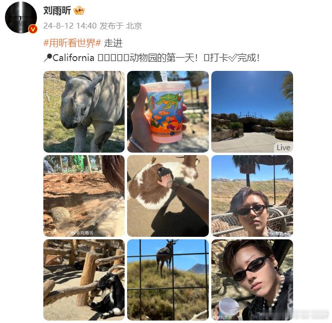 #刘雨昕打卡动物园##刘雨昕动物园打卡#走进📍California 🦏🦒?