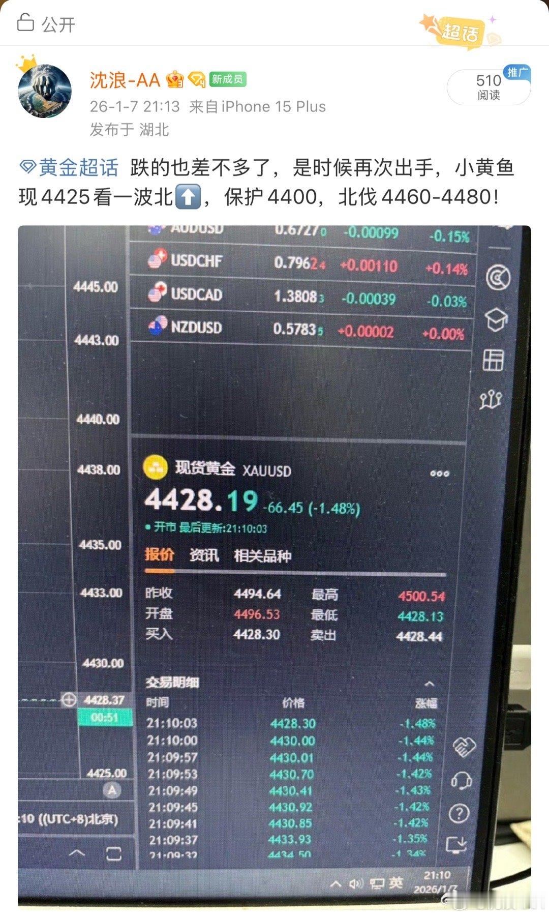 黄金  真的不要太爽，短短十几分钟的时间，小黄直接4428看⬆️，北伐18点空间