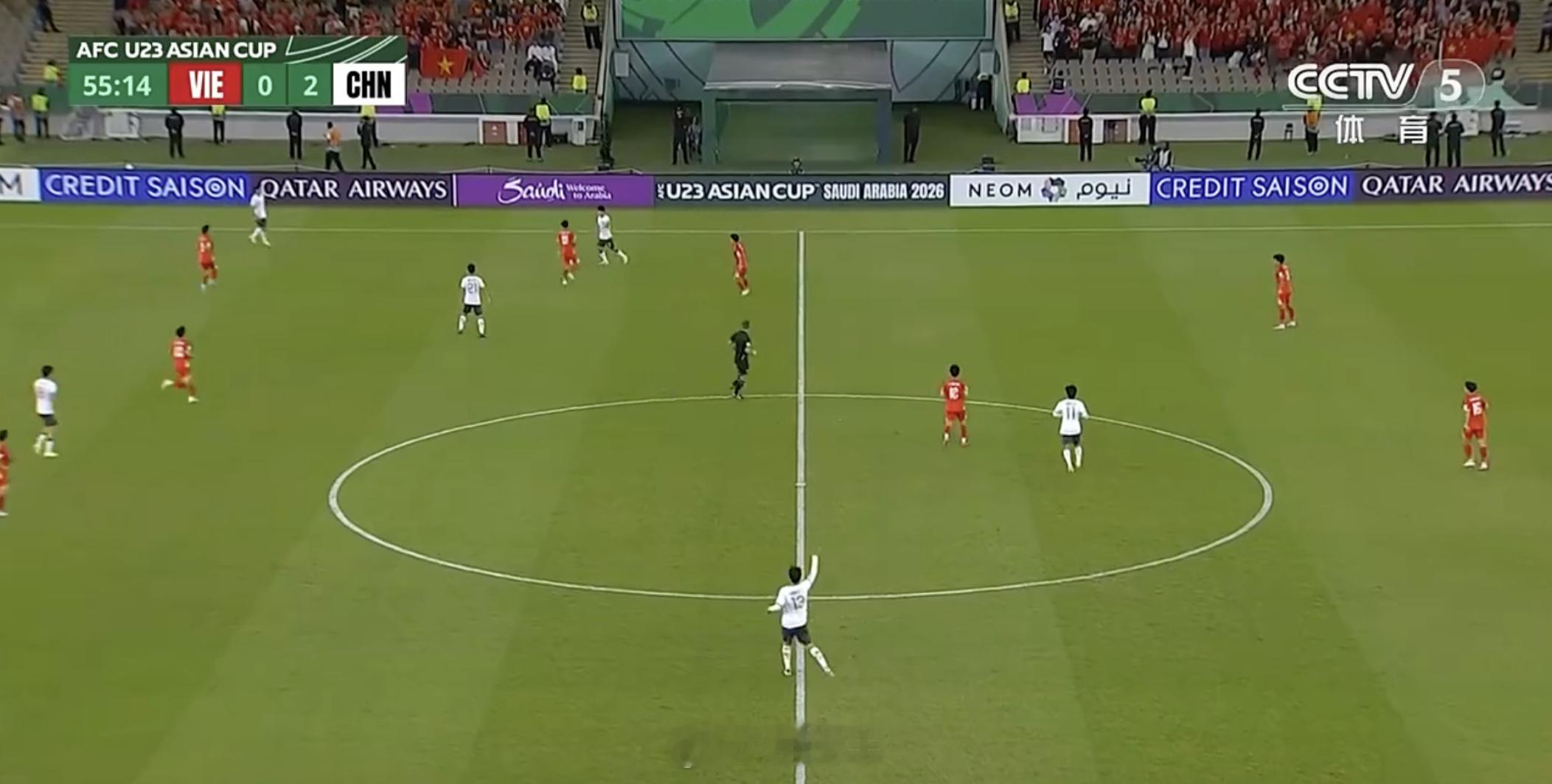 2比0领先，确实是没想到...U23国足两球领先向余望破门