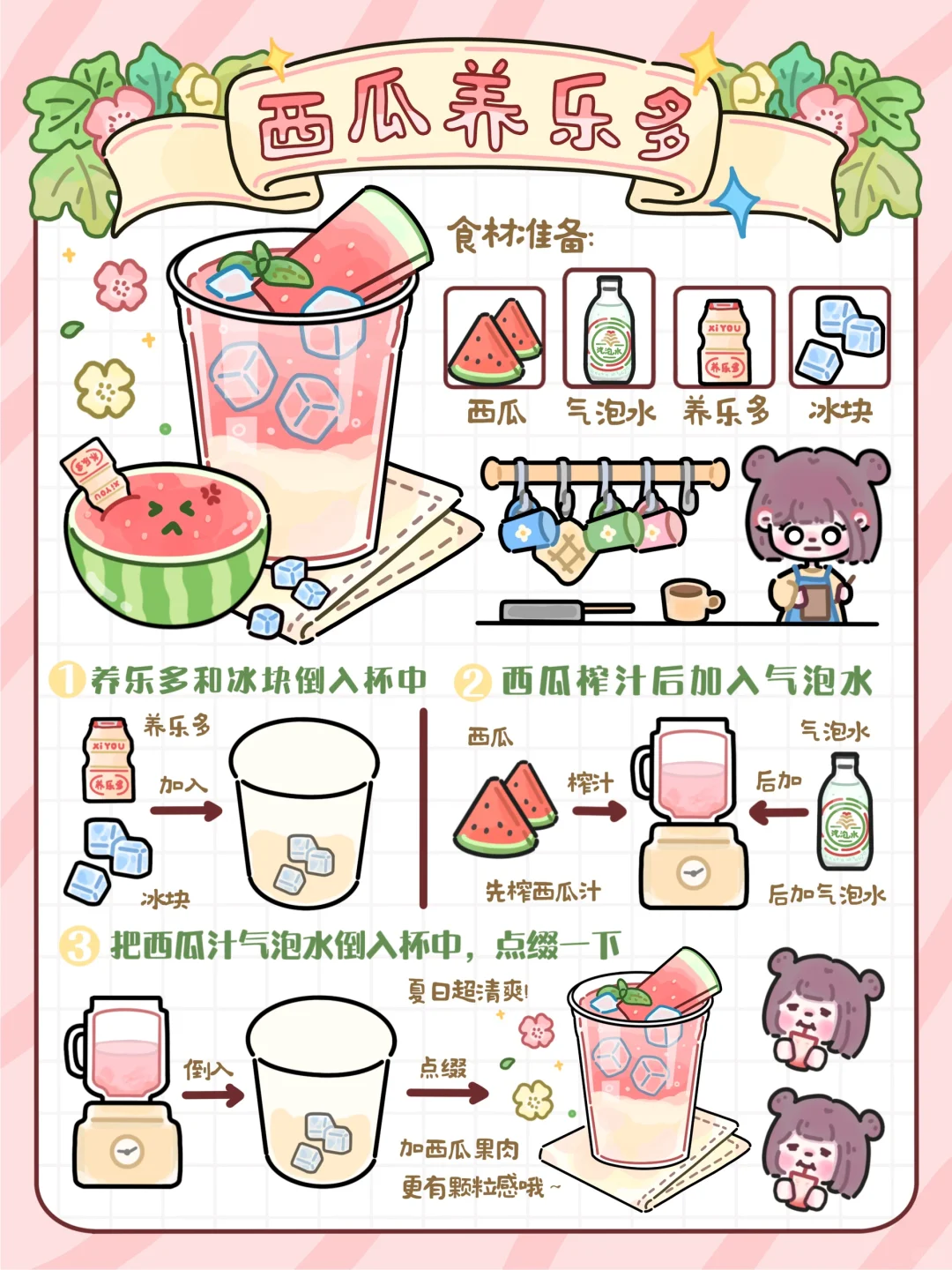 手绘食谱🍉｜夏日清爽🧊酸酸甜甜🍹巨好喝‼️