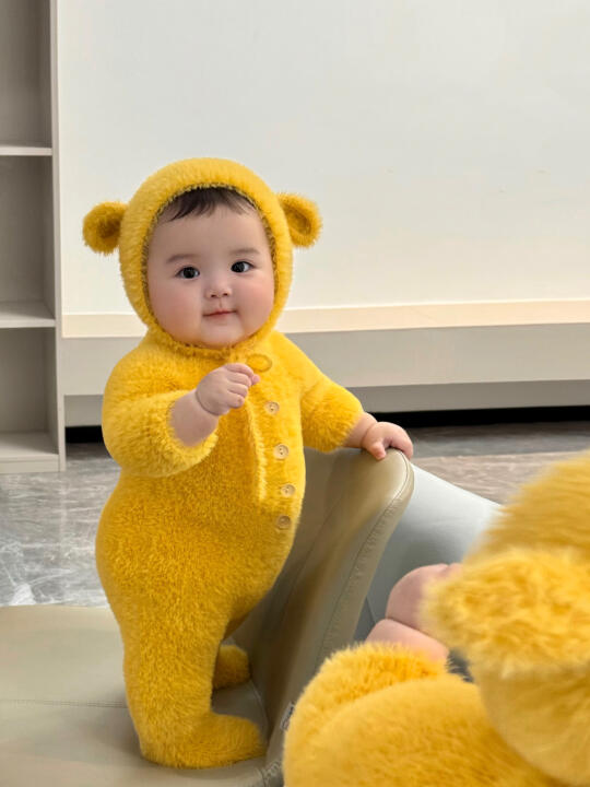 好喜欢我的胖宝宝，真像一个小手办呀～