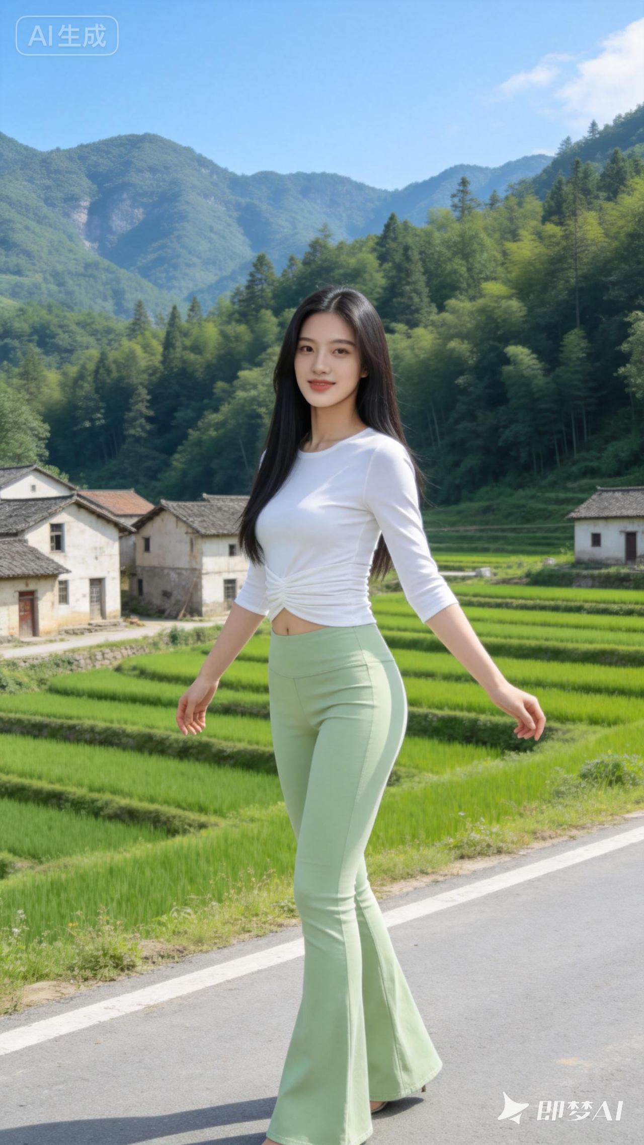 田园风光中的时尚穿搭，清新自然，美不胜收！🌿👗