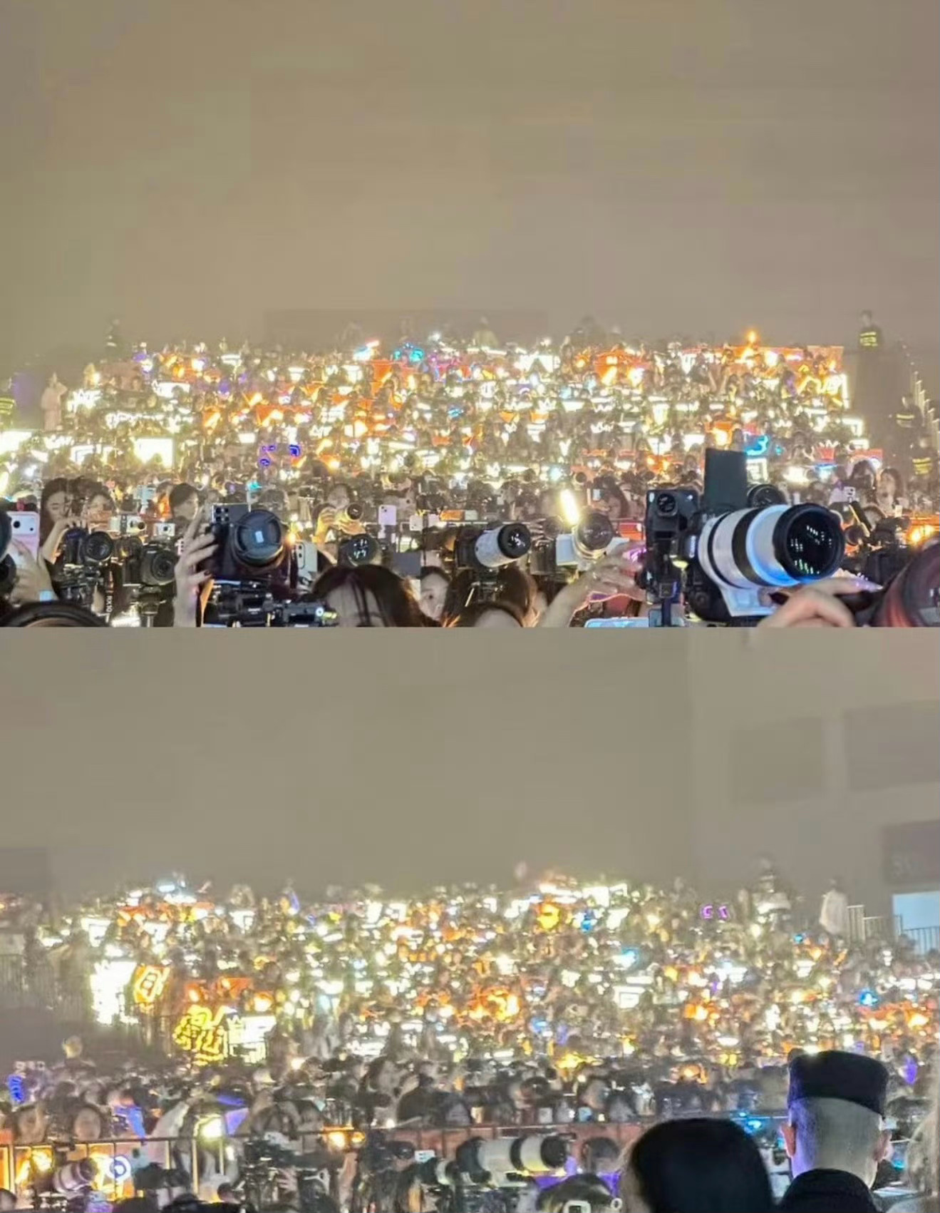 TF四代今天二班见面会灯牌基本上都是李煜东暖白海和张奕然的橙海 