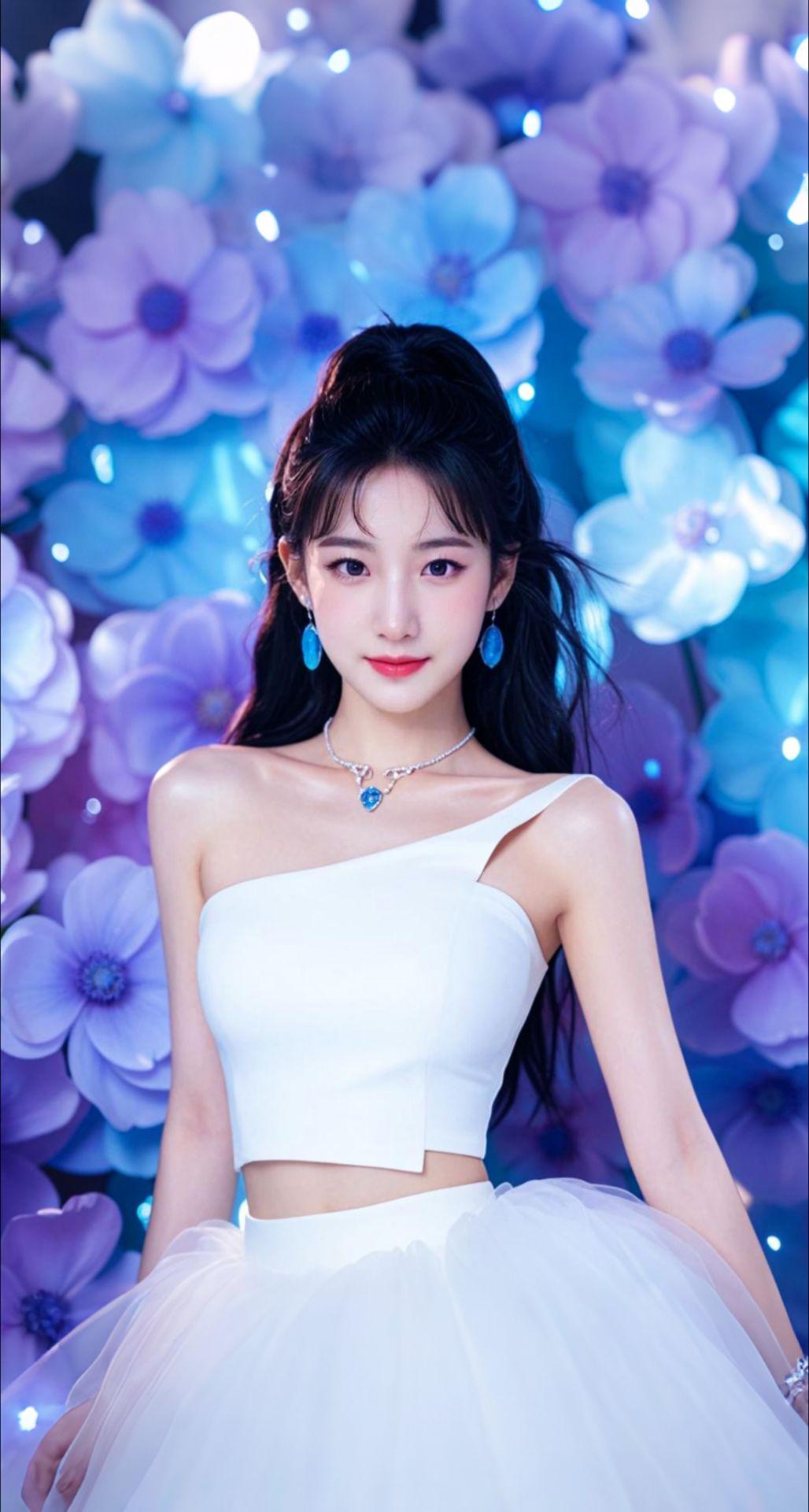 AI扩图 AI花境少女像