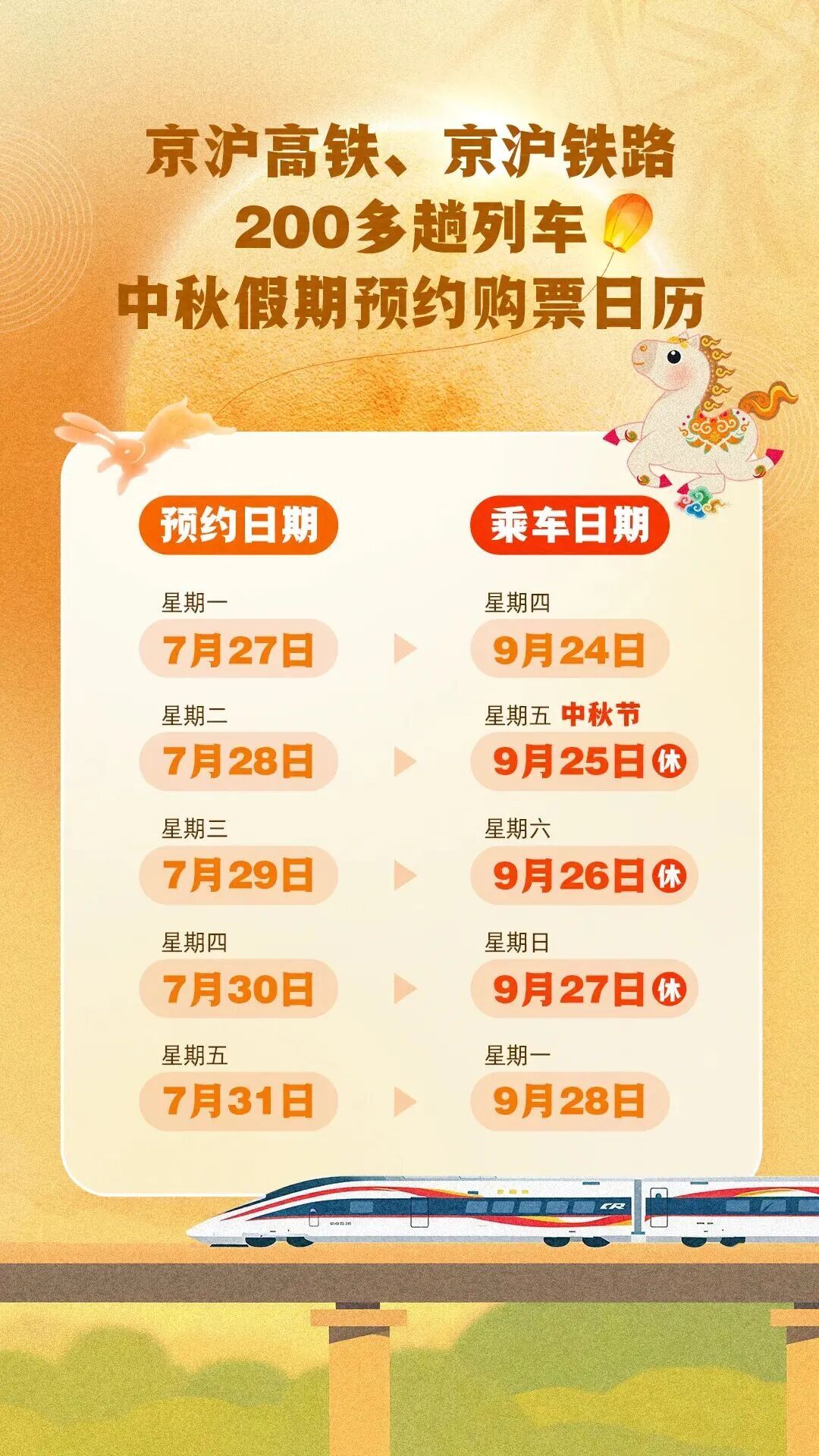 #200多趟列车中秋车票开放预约#【放假通知！定好闹钟准备买票】#中秋200多趟