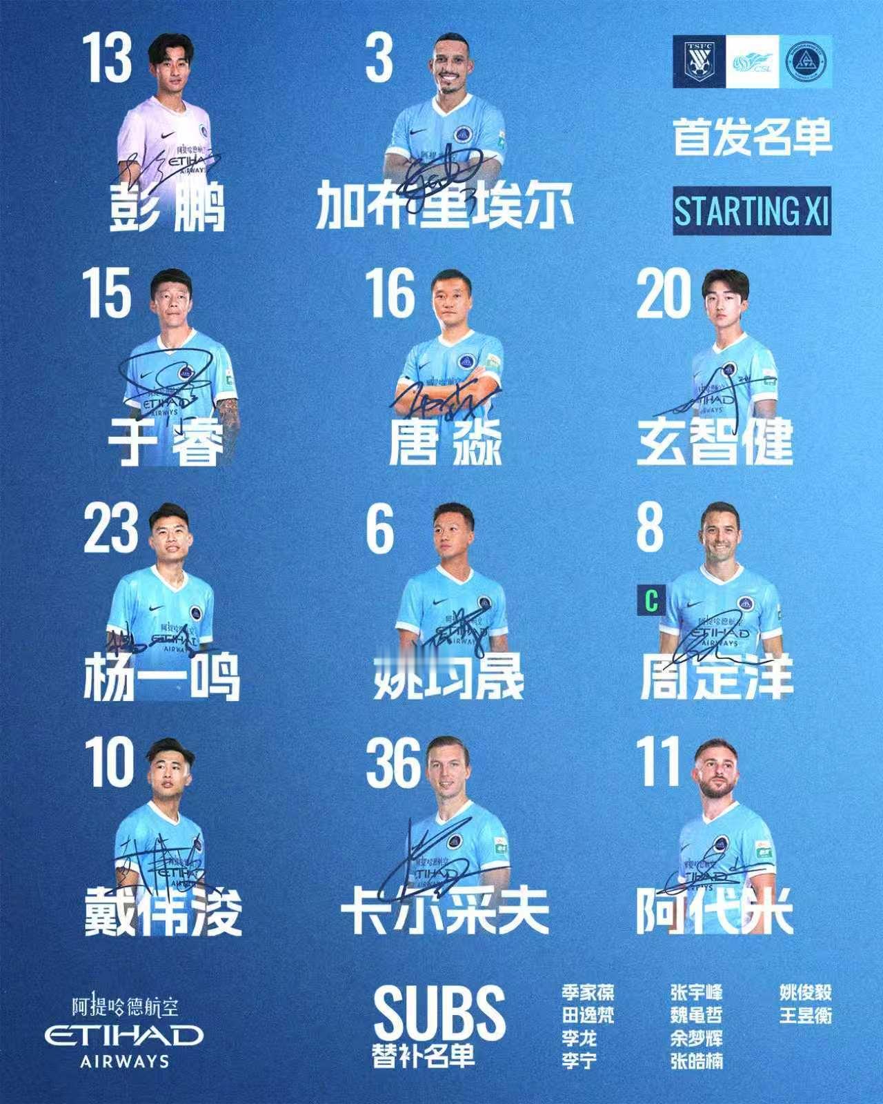 ✈️ 与阿提哈德航空一同启程🔥深圳新鹏城客战山东泰山首发阵容出炉！🌟首发名单