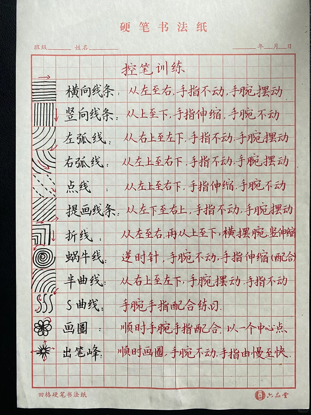 控笔及相应笔画练习
